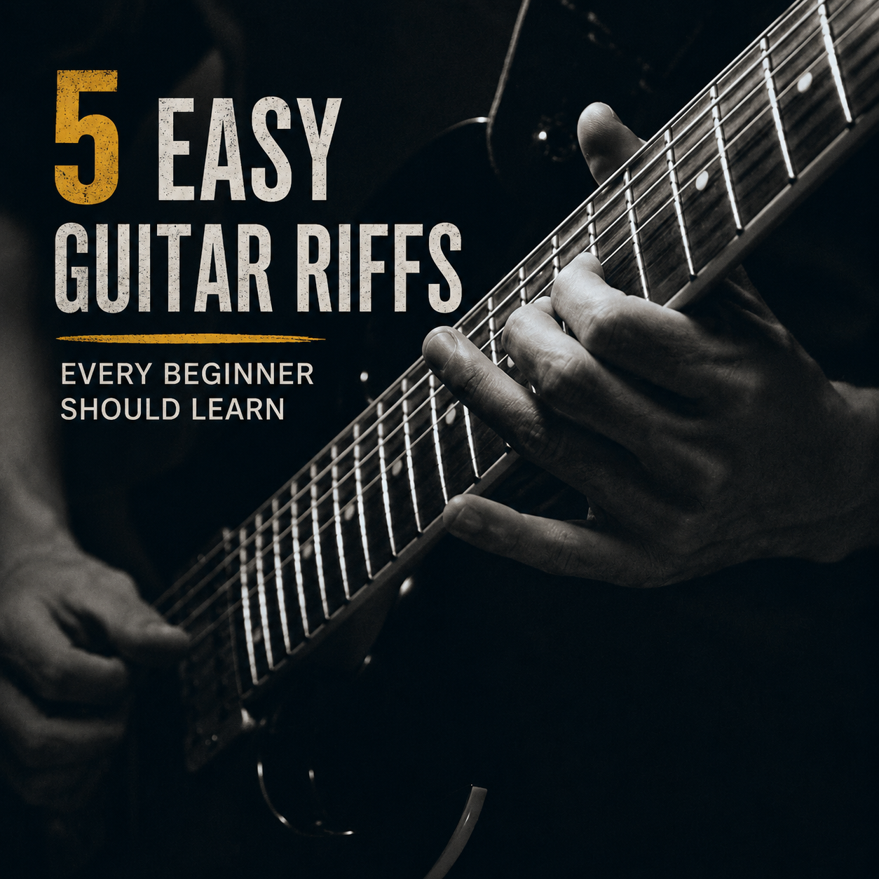 Beginner practicing easy guitar riffs